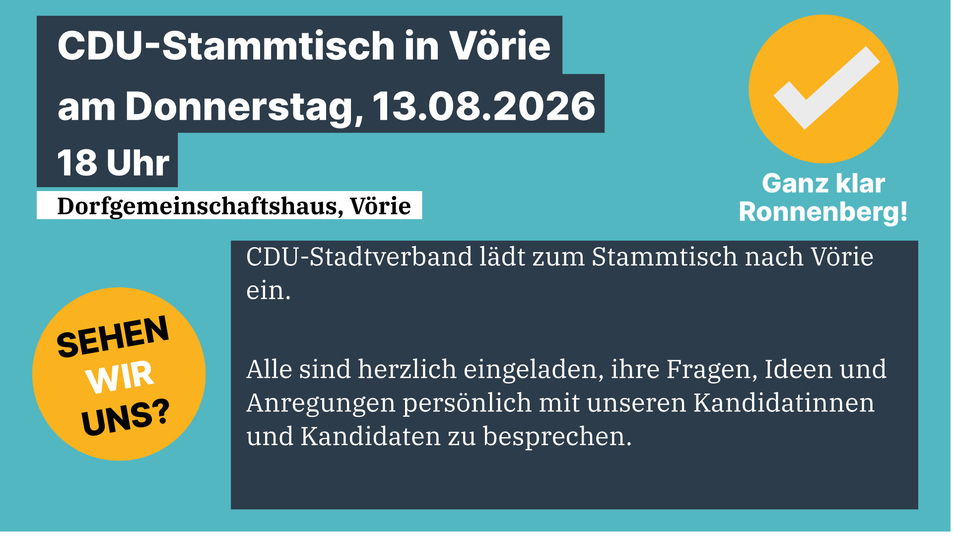 CDU Stammtisch am 13.08.2026 in V�rie