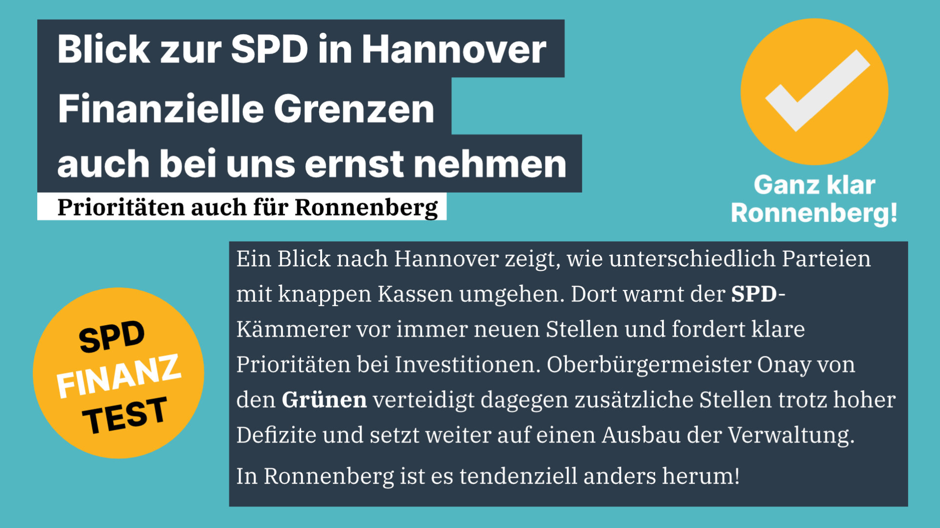 Blick nach Hannover: Finanzielle Grenzen m�ssen ernst genommen werden
